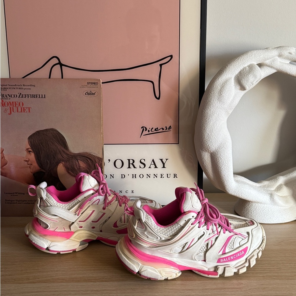 pink and white balenciaga track sneaker